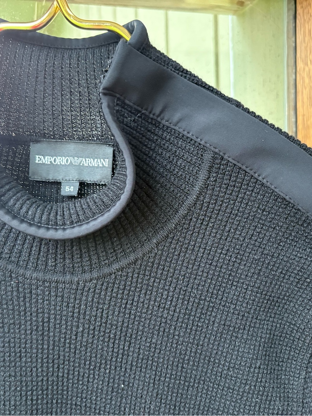 Emporia Armani Sweater XL Black Collar Zip Mock Turtleneck Tall